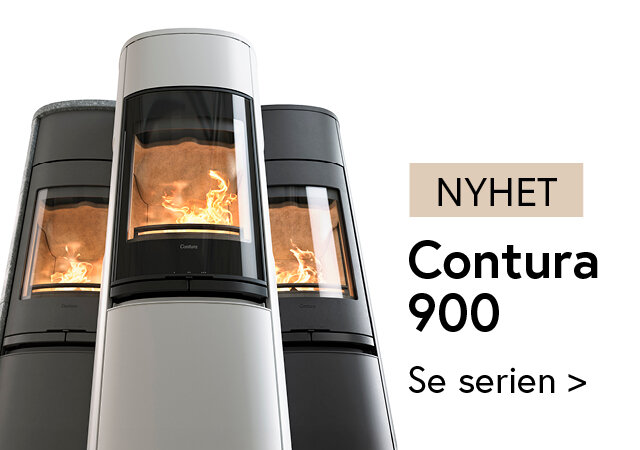 Svart vedovn i en moderne lys stue