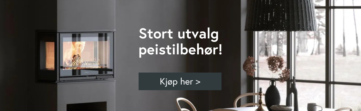 Bilde med tekst om peistilbehør