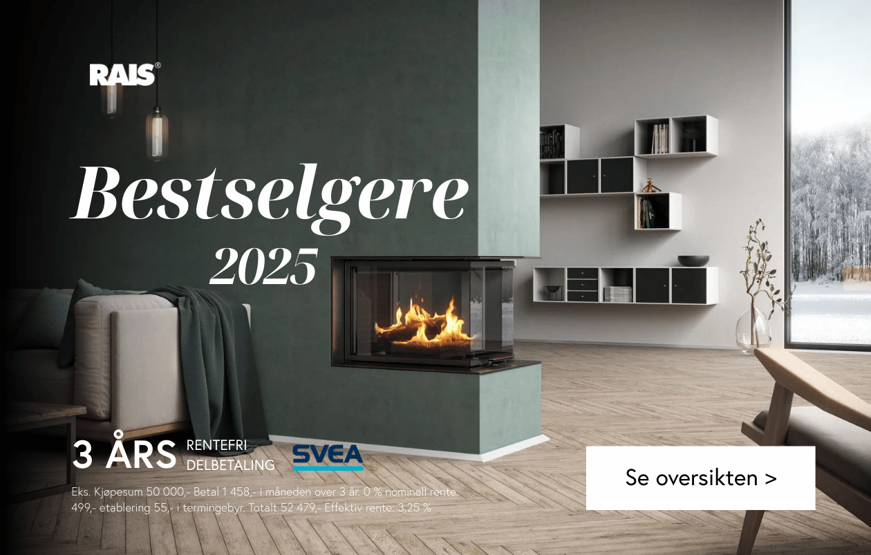 Stor peisinnsats i moderne og mørk stue