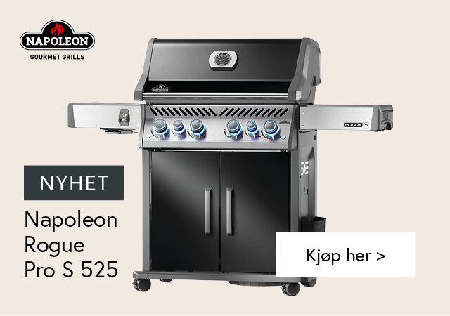 Gassgrill i sort og rustfritt stål