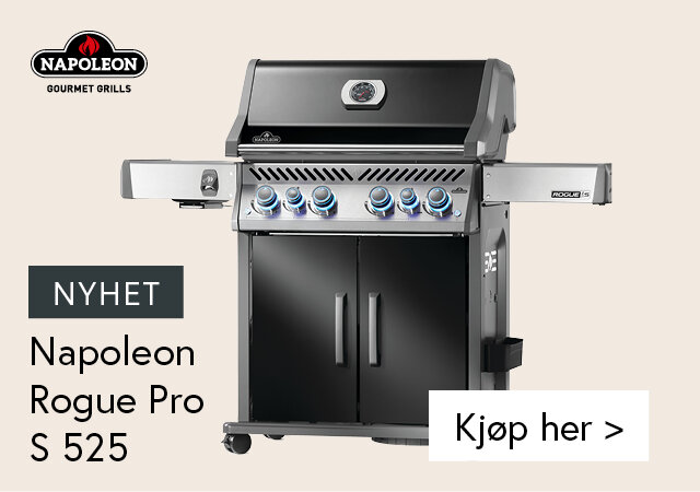 Gassgrill i sort og rustfritt stål