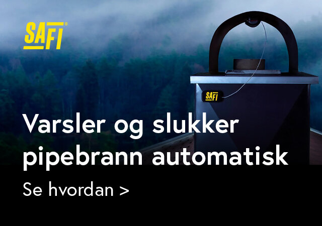 Illustrasjon av automatisk pipebrannslukker montert under pipehatt