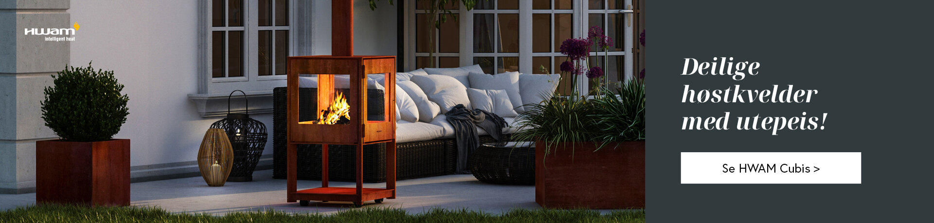 Utepeis i Cortenstål med glass på fire sider 