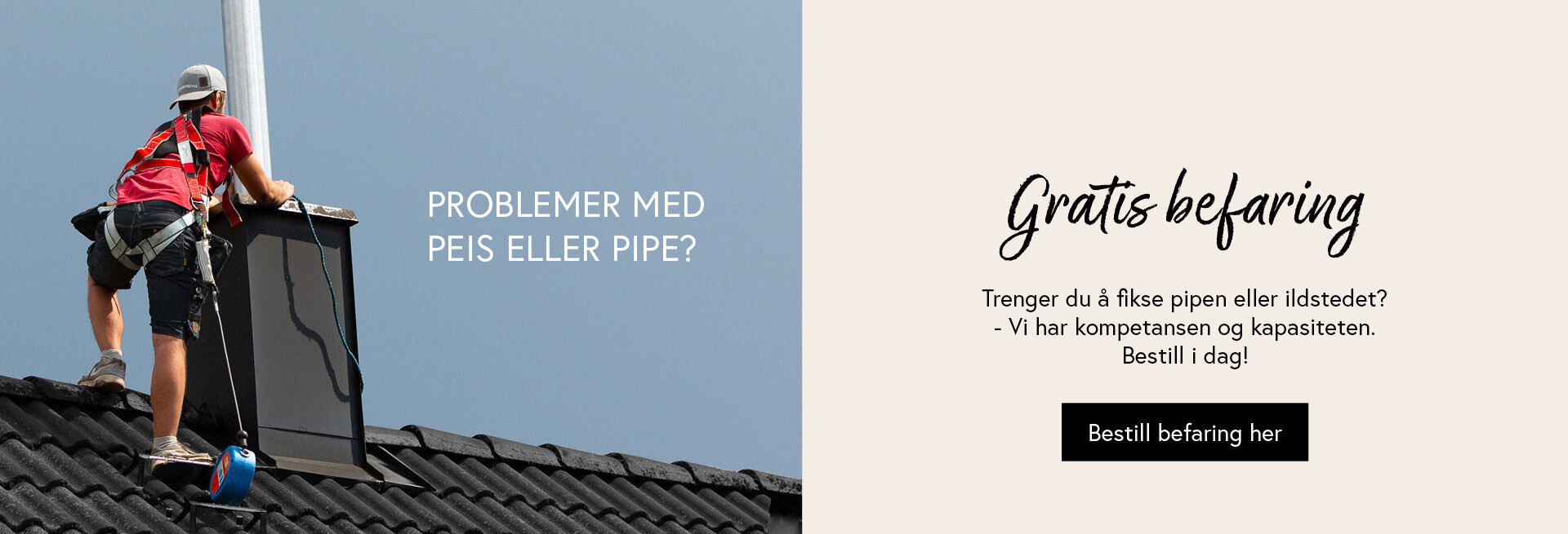 Bilde som viser en montør som installerer pipe på et tak